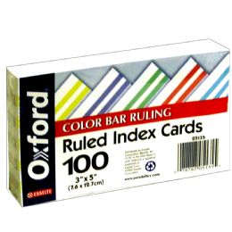 Ruled Index Cards. 3inchx5inch -100ct. Color Coded