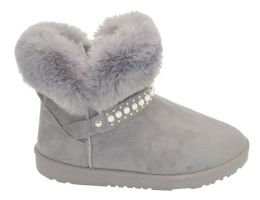 12 Wholesale Women Warm Winter Ankle Boots Color Grey Size 5-10