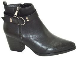 12 Wholesale Women Ankle Heel Booties Color Black Size 5-10