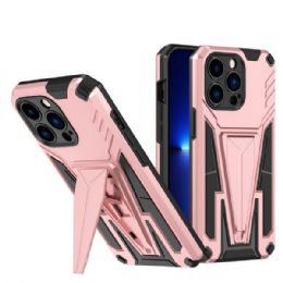 12 Wholesale Military Grade Armor Protection Shockproof Hard Kickstand Case In Rose Gold