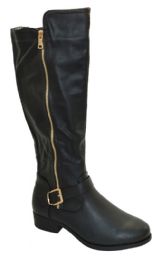 12 Wholesale Women's Comfortable High Boots With Zipper Color Black Size 5-10