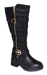 12 Wholesale Women's Comfortable High Boots Color Black Size 6-11