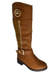 12 Wholesale Women's Comfortable High Boots Lightweight Color Brown Size Assorted