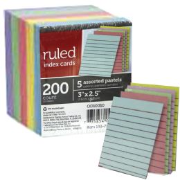 72 Packs Index Cards - Ruled, 3inch X 2.5inch, 200 Count, Pastels - Office Accessories