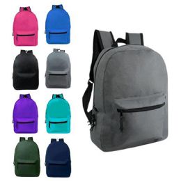 24 Pieces Classic 15.25inch Backpack, Assorted Colors - Backpacks 15" or Less