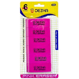 48 Wholesale Erasers - 6 Count, Pink