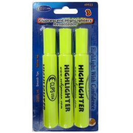36 Wholesale Highlighters 3pk. Yellow