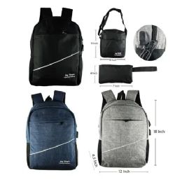 24 Wholesale 18 Inch Backpack 3 Assort Color