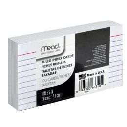 72 Wholesale White Index Cards - 100ct Lined.