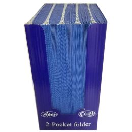 100 Pieces 2 Pocket Folders, No Holes, Blue - Folders and Report Covers