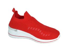 12 Wholesale Women's Sneakers, Breathable Shoes, Running Shoes, Light And Comfortable Color Red Size Assorted