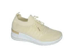 12 Bulk Women's Sneakers, Breathable, Comfortable Shoes In Beige Assorted Size