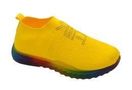 12 Bulk Women's Sneakers, Breathable, Running Shoes, Comfortable Shoes In Yellow Assorted Size