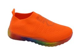 12 Bulk Women's Sneakers, Breathable, Running Shoes, Comfortable Shoes In Orange Assorted Size