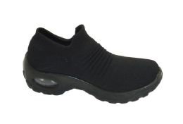 12 Wholesale Women's Sneakers, Breathable, Running Shoes, Comfortable Shoes In Black Assorted Size