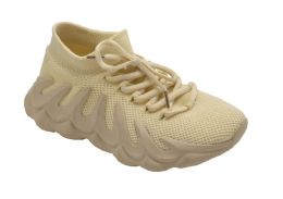 12 Bulk Women's Sneakers Fashion Lightweight Running Shoes Tennis Casual Shoes For Walking In Beige