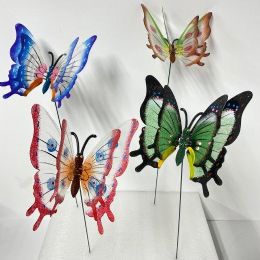 48 Pieces Yard Stake [butterfly With Double Springing Wings] - Garden Decor