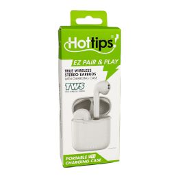 6 Bulk White Wireless Tws Stick Earbuds W/charging Case