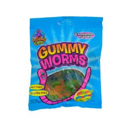24 pieces Candy Gummy Worms 6 Oz Peg Bag 6 Assorted Flavors In Bag - Food & Beverage