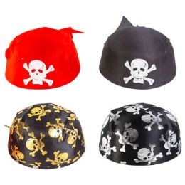 48 Wholesale Pirate Hat Adult 4ast Prints
