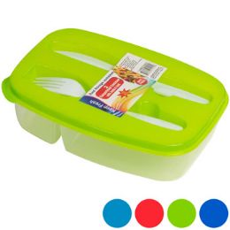 36 Wholesale Lunch Box 2 Compartment W/fork