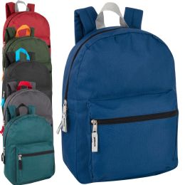 24 Pieces 15 Inch Basic Backpack In 5 Colors - Backpacks 15" or Less