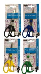 48 of Scissors 5 Inch Pointed Tip Assorted Colors Try Me Card