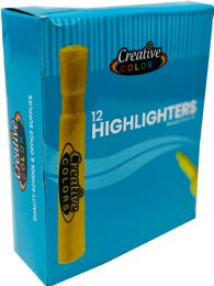 144 Wholesale Highlighters Broad Chisel Tip Yellow