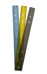 144 of Plastic Ruler 12 Inch 3 Assorted Colors Binder Holes