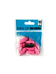 144 Wholesale Erasers Pencil Cap 10 Count