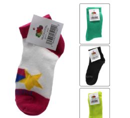 96 Wholesale Fruit Of The Loom Girls Socks Assorted Colors Socks