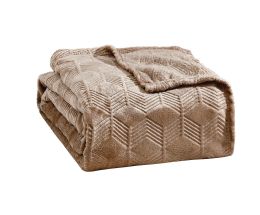 12 Pieces Amrani Bed Cover Blanket In Taupe Color Queen Size - Fleece & Sherpa Blankets