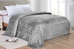 12 Pieces Amrani Bed Cover Blanket In Grey Color Queen Size - Fleece & Sherpa Blankets
