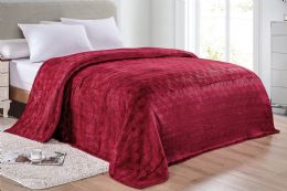 12 Pieces Amrani Bed Cover Blanket In Burgandy Color Queen Size - Fleece & Sherpa Blankets