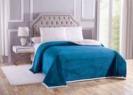 4 Wholesale Ultra Lush Reversible Sherpa Corduroy Blanket In Teal