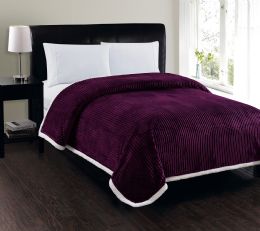 4 Wholesale Ultra Lush Reversible Sherpa Corduroy Blanket In Purple
