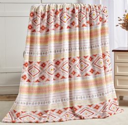12 Wholesale Extra Heavy And Plush Oversized Throw Blanket In Idris Print