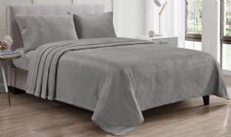 6 Wholesale Luxury Elegance 4 Piece Twin Size Extra Soft Velvet Touch Microplush Sheet Set In Dark Grey