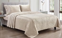 6 Wholesale Luxury Elegance 4 Piece Twin Size Extra Soft Velvet Touch Microplush Sheet Set In Light Brown
