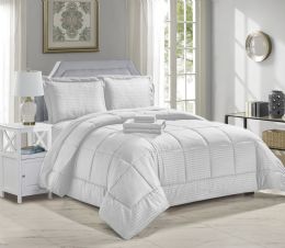 3 Sets 8 Piece Bed In A Bag Hotel Collection Alternative Comforter Set Embossed In White Queen Size - Comforters & Bed Sets