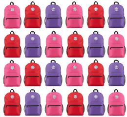 24 Wholesale Yacht & Smith 17inch Water Resistant Assorted Bright Color Backpack With Adjustable Padded Straps