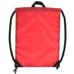 100 Pieces 18 Inch Basic Drawstring Bag In Red - Draw String & Sling Packs