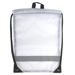 100 of 18 Inch Safety Drawstring Bag With Reflective Strap In White