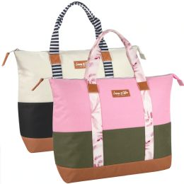24 Pieces Color Block Lunch Tote - 2 Colors - Cooler & Lunch Bags