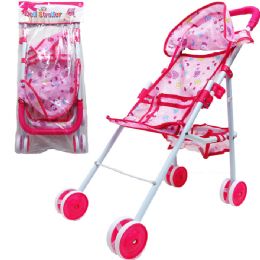 6 Pieces 21" Steel Doll Stroller In Poly Bag W/ Header - Girls Toys