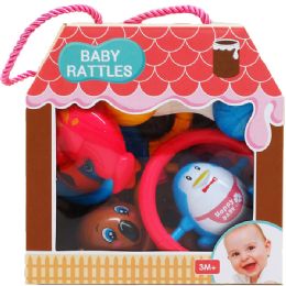 24 Pieces 5pc Baby Rattle Play Set In Window Box, 3 Assrt Styles - Baby Toys