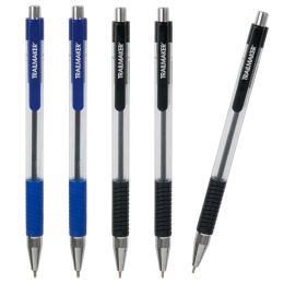 100 Packs 5-Pack Click Action Pens With Comfort Grip - 2 Colors - Pens