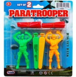 72 Pieces 2pc 3.75" Paratrooper Play Set W/launcher On Card - Action Figures & Robots