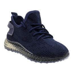 12 Wholesale Big Kid's Clear Sole Knitted Jogger In Navy