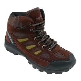 12 Pairs Men's High Hiking Boot In Brown - Men's Work Boots